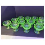 Lot of 12 Uranium Glass Sherbet Cups