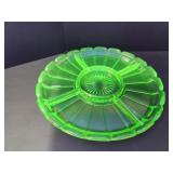 Uranium Glass Divided Serving Tray 10"W