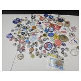 Political Button & ADV Lot, Wooden Nickels +