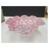 Fenton Cranberry Opalescent  Glass  Bowl 9 3/4"w