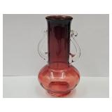 Art Glass Vase W Handles Tarnowiece Polish Glass