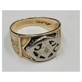 10K Gold Masonic Mens Ring Size 10 1/2