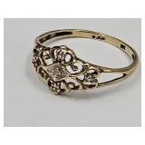 10k Gold Ring with Diamond Chip Size 7
