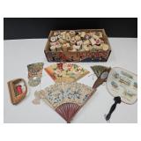 Wood Spool Lot, Thread Holder, Vintage Fans