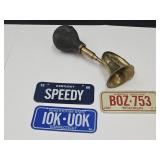 VTG Bicycle Horn, Brass & Bicycle License Plates