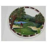 Peggy Karr Signed Fused Glass Gol Course Platter