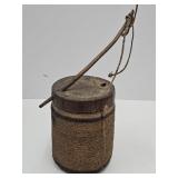 Antique Wood Barrel Tobacco Holder W Stirrer 5" H