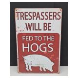 New Hogs Metal Sign 8" x 12"
