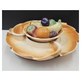 VTG Van Nuys Calif Pottery Dish & Stand