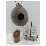 Dairy Bottles, Milk Carrier, Gord Bird House & Jug