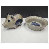 Signed Pottery BBP-Piggy Bank & 6" Tart Pan