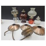 Lot of Oil Lamps Including Stoneware Lamp