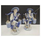 12.5" high Oriental Porcelain Statues with Buckets