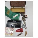 Metal Dresser Box, Train Sharpener, Golf Knife +