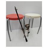 Fishing Pole & 2 Stools see pics