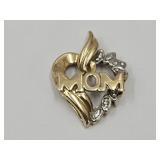 10k Gold MOM Heart Pendant
