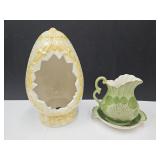 Ceramic  Egg 11.5"h , Miniature Water Pitcher