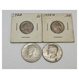 1953 & 53 D UNC? Nickels & 2  Half Dollar Kennedy