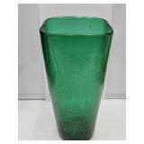 Blenko Jungle Green Glass Bucket Vase 12 1/4" h