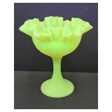 Fenton Uranium  Glass Persian Medallion Satin 6.5