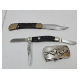 Remington 3 Blade Pocket Knife, Belt Buckle +