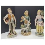 Homeco Figures- Lady w Dog, Corn, Boy w Apples 12"