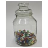 Lot of Marbles with Jar