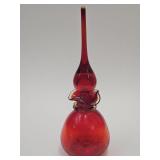 Vintage Amberina Crackle Glass Decanter 13"h