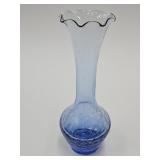 Blue Crackle Glass 7" high