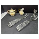 Glass Spoon & Fork 9.5" , Mini Creamer & Sugar