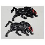 VTG Lead Bull Wall Hanging Sculptures 10" L