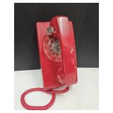 Red Rotary Wall Mount Telephone