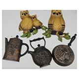 Vintage Wall Decor, MCM Owls & Skillet DART