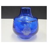 Heinrich Loffelhardt Cobalt Glass Vase 7 3/4" H