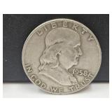 1958 D Silver Franklin Half Dollar Coin