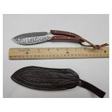 New 7" Wood Handle Knife w Sheath