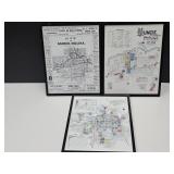 3 Framed MUNCIE IN Maps 8 x 10"
