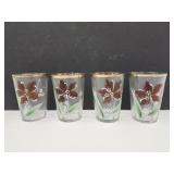 Lot of 4 Hand Painted Antique 4"Tumblers-Paint los
