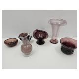 Lot of 6 Pieces Amethyst Art Glass