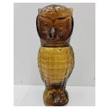 Vintage Amber Glass  Owl  Decanter Bottle 10.5"h