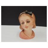 Vintage Japan Lady Head Vase with Sticker 8"h