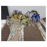 Throw Rug, Cobalt Bottles & Glassware