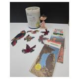 Stained Glass Decor, VTG Referee Doll, Maps & CDs