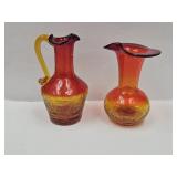 Amberina Crackle Glass Creamer & Vase 4.5" H