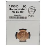 1955 D 1C UNC MS65 RD