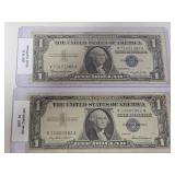 Two 1957 $1 Silver Certificates