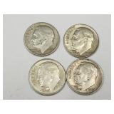 4 Silver Roosevelt Dime Coins