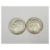 2 Silver Roosevelt Dime Coins