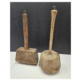 2 Primitve Wood Working Hammers