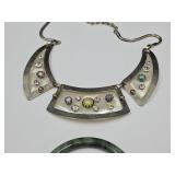 Jade Bracelet & MCM Lucite & Rhine Stones